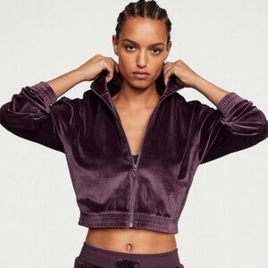 Victoria Secret Velour Zip Crop Jacket M and pants XS